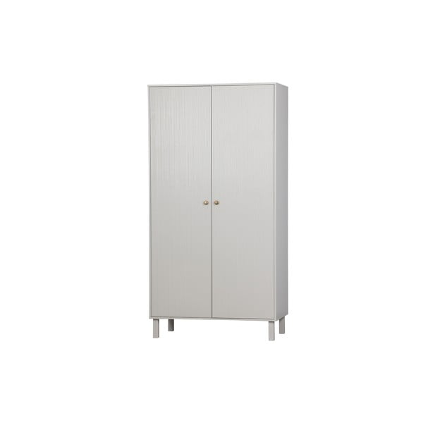 Svetlo siva garderobna omara iz masivnega bora 100x195 cm Madu – WOOOD-image-1