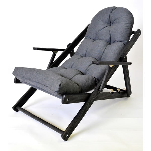 Temno siv zložljiv vrtni ležalnik iz masivnega lesa Borneo – Rojaplast-image-1