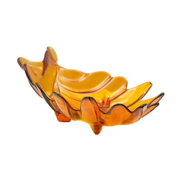 Oranžna skleda iz recikliranega stekla Mauro Ferretti Leaf, 33 x 20 cm