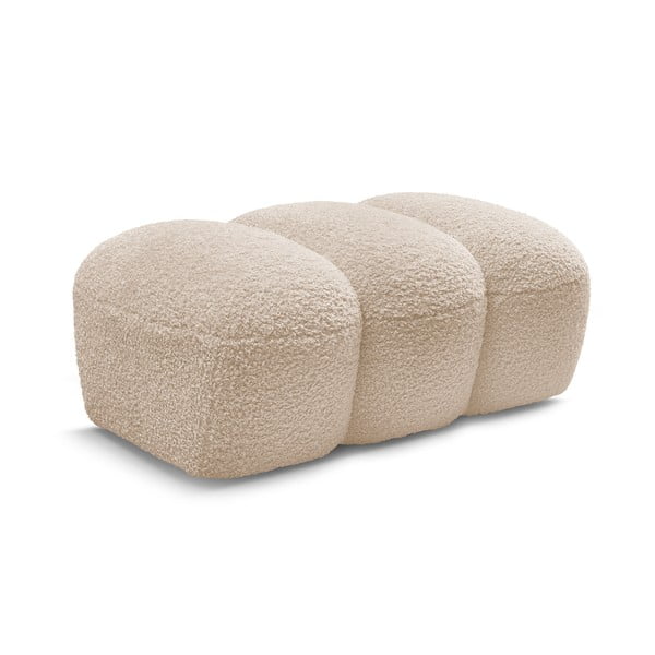 Bež tabure iz tkanine bouclé Hippolyte – Bobochic Paris-image-3