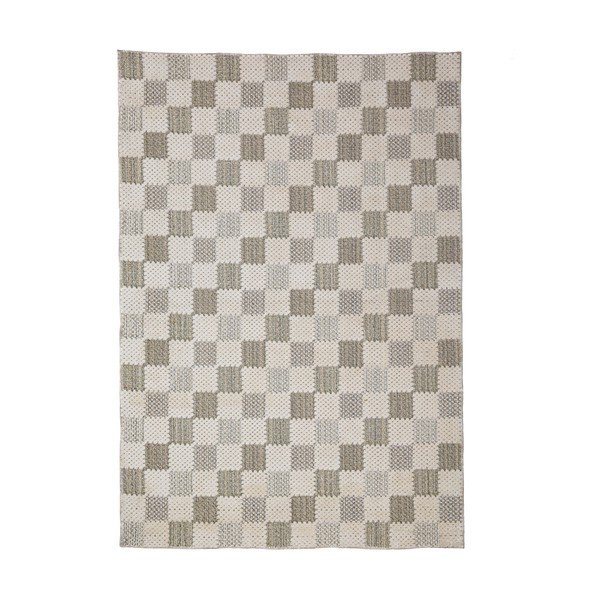 Zelena pralna preproga iz mešanice bombaža 155x230 cm Muted Checkerboard – Flair Rugs