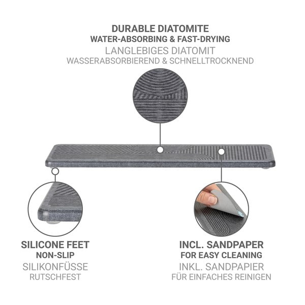 Siva odcejalna podloga iz diatomejske zemlje 30x8 cm Damon – Wenko-image-4