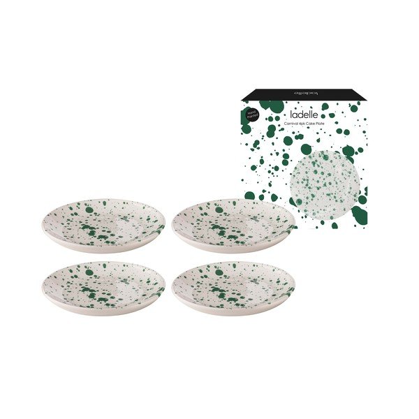 Beli/zeleni desertni lončeni krožniki v kompletu 4 ks ø 18 cm Carnival – Ladelle-image-3