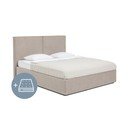 Sivorjava oblazinjena zakonska postelja s prostorom za shranjevanje z vzmetnico in letvenim dnom 180x200 cm Thessa Bold – Bonami Selection