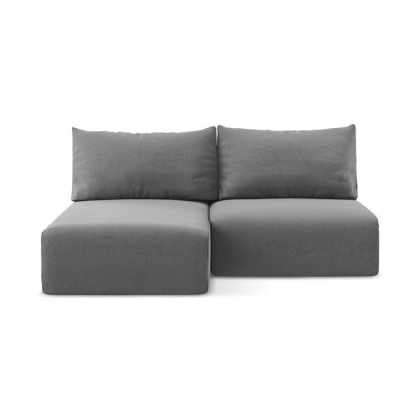 Siva žametna raztegljiva/s prostorom za shranjevanje kotna sedežna garnitura (levi kot/z ležalnikom) Kalena – Makamii