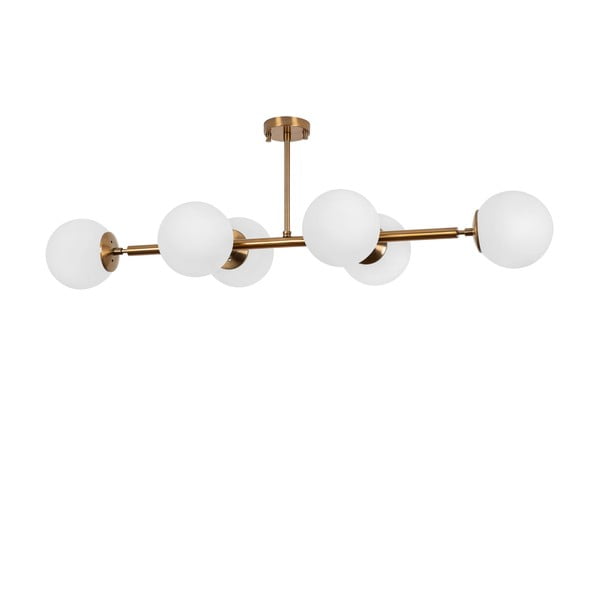 Bela/zlata stropna svetilka s steklenim senčilom 40x110 cm Fazli – Opviq lights