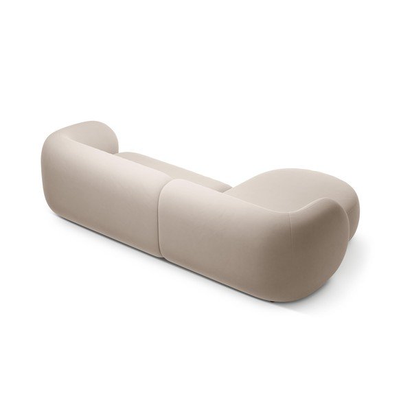 Bež žametna kotna sedežna garnitura (levi kot/z ležalnikom) Kate – Micadoni -image-3