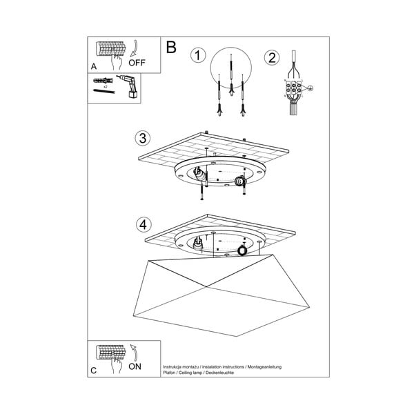 Stropna svetilka v srebrni barvi 35x35 cm Koma – Sollux-image-4