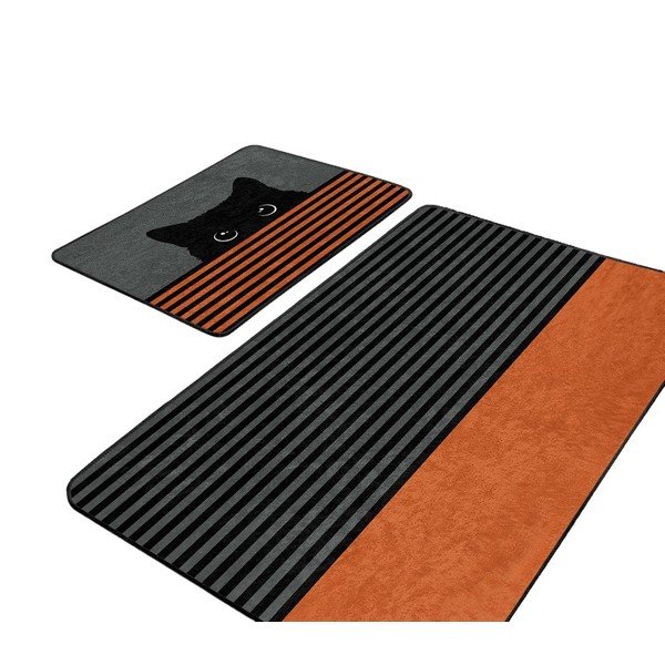 Črno-oranžna kopalniška preproga v kompletu 2 kos 60x100 cm - Mila Home-image-4