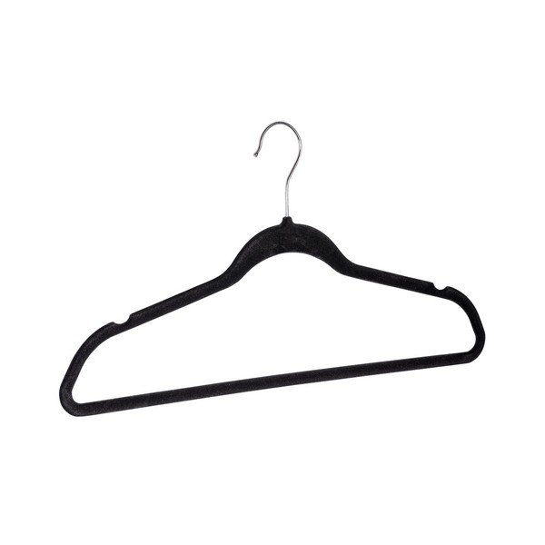 Komplet 5 črnih plastičnih obešalnikov za oblačila Wenko Flocking-image-2