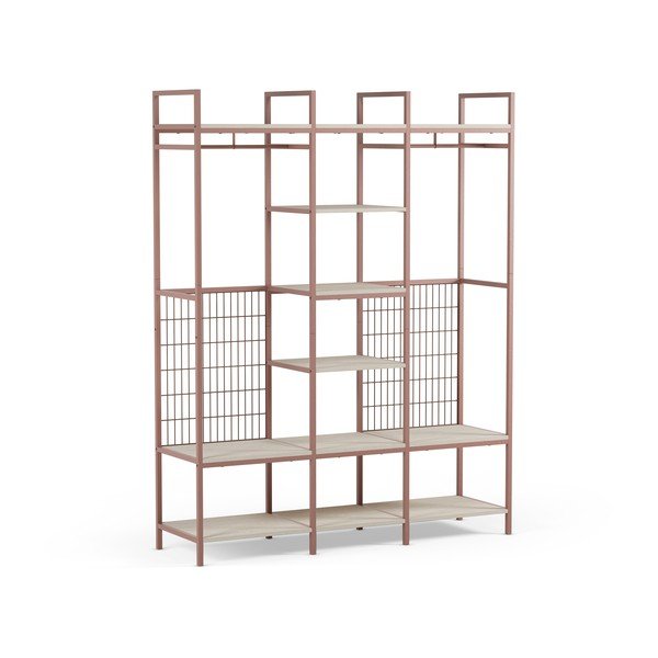 Odprta jeklena garderobna omara v barvi terakote 140x179,5x40 cm Amara – Marckeric-image-2