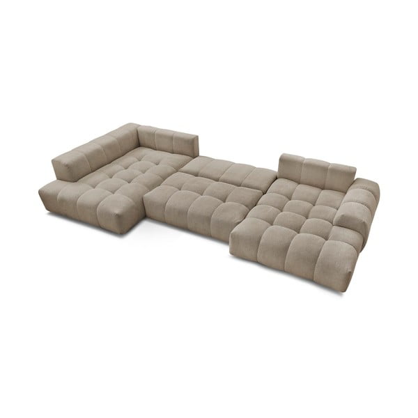 Sivorjava raztegljiva/s prostorom za shranjevanje kotna sedežna garnitura iz šenilje (levi kot/v obliki črke "U") Everest – Bobochic Paris-image-4