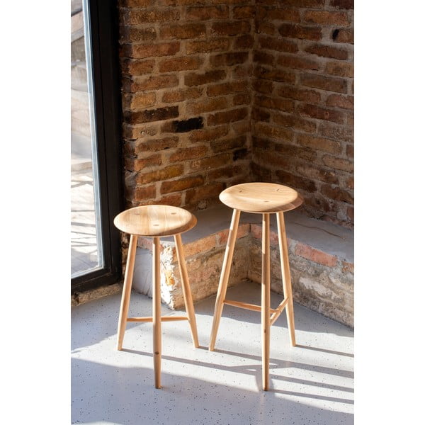 Barsko stol iz masivnega hrasta v naravni barvi (višina sedeža 75 cm) Blanc – Gazzda-image-1