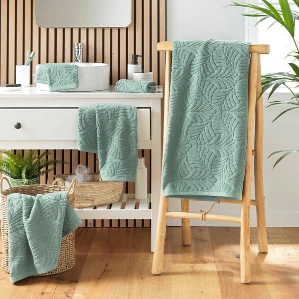 Svetlo zelena bombažna brisača iz frotirja 70x130 cm Madeira – douceur d'intérieur-image-3