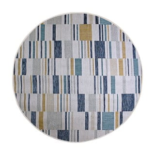 Rumeno-modra okrogla notranja in zunanja preproga ø 160 cm Rosco Geo – Flair Rugs
