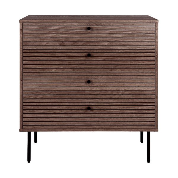 Temno rjava nizka komoda v hrastovem dekorju 80x85 cm Kyoto – House Nordic