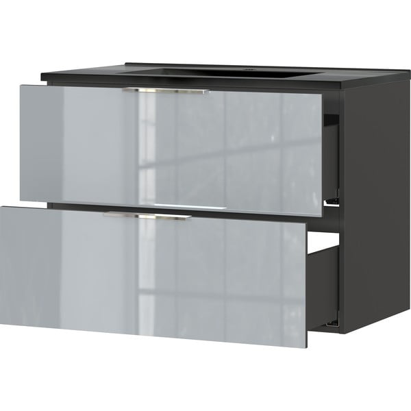 Črno-siva stenska omarica z umivalnikom 81x61 cm Vasio – Germania-image-3