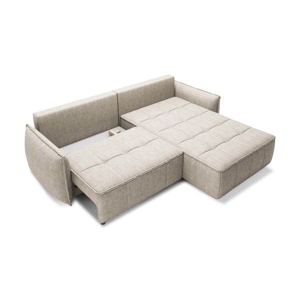 Bež žametna raztegljiva/s prostorom za shranjevanje kotna sedežna garnitura (desni kot/z ležalnikom) Campo – ELTAP-image-2