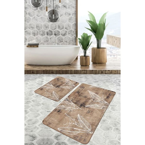 Rjave žametne kopalniške preproge v kompletu 2 ks 60x100 cm – Mila Home-image-2