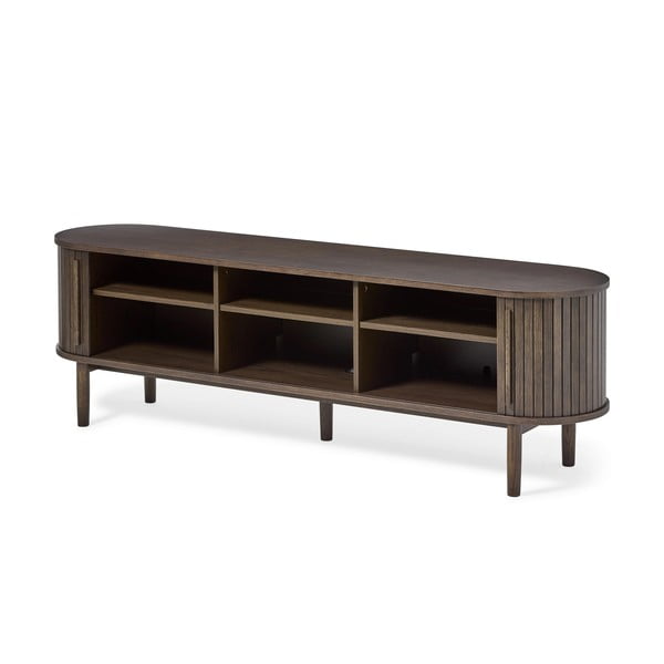 Rjava TV omarica v hrastovem dekorju 180x56x40 cm Meta – Unique Furniture-image-1