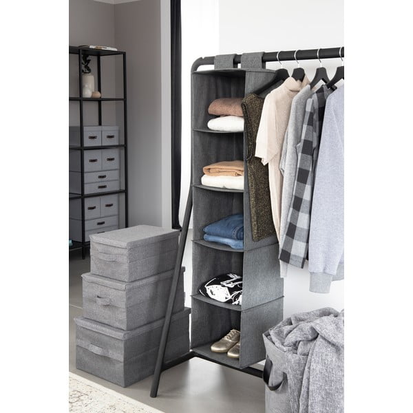 Siva tekstilna škatla za shranjevanje s pokrovom 45x34x25 cm Soft Storage – Bigso-image-4