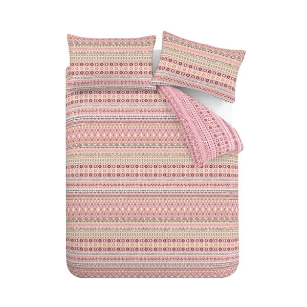 Rdeča flanelna posteljnina za zakonsko posteljo 200x200 cm Fair isle – Catherine Lansfield-image-2