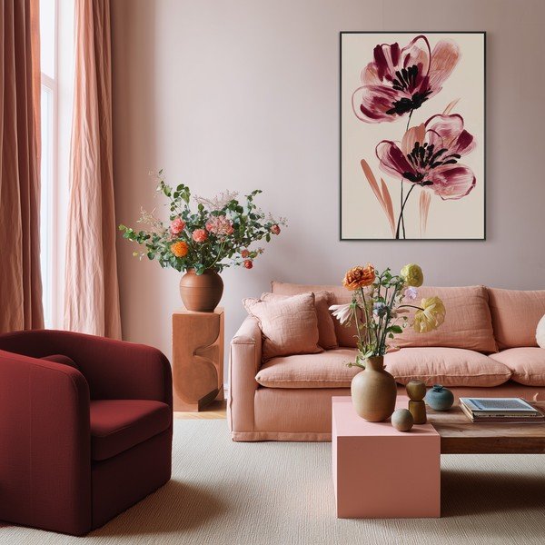 Tiskana slika z okvirjem/na platnu 70x100 cm Burgundy Blooms – Styler-image-2
