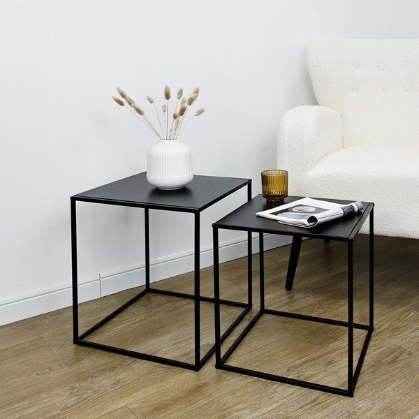 Črne kovinske mizice v kompletu 2 ks 38x38 cm Alrik – Yes Everyday-image-1