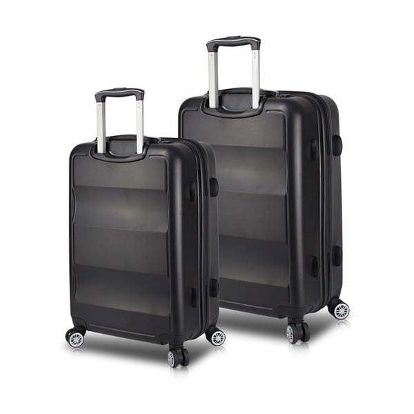 Komplet 2 črnih potovalnih kovčkov na kolesih z vrati USB My Valice LASSO Cabin & Medium