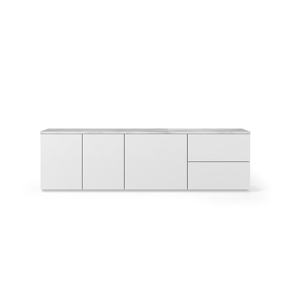 Mat bela TV mizica s ploščo iz belega marmorja TemaHome Join, 200 x 57 cm