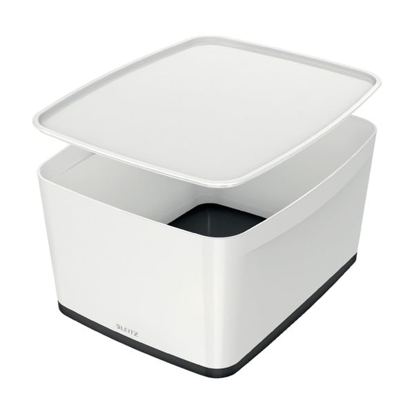 Belo-črna škatla za shranjevanje s pokrovom Leizt MyBox, 18 l