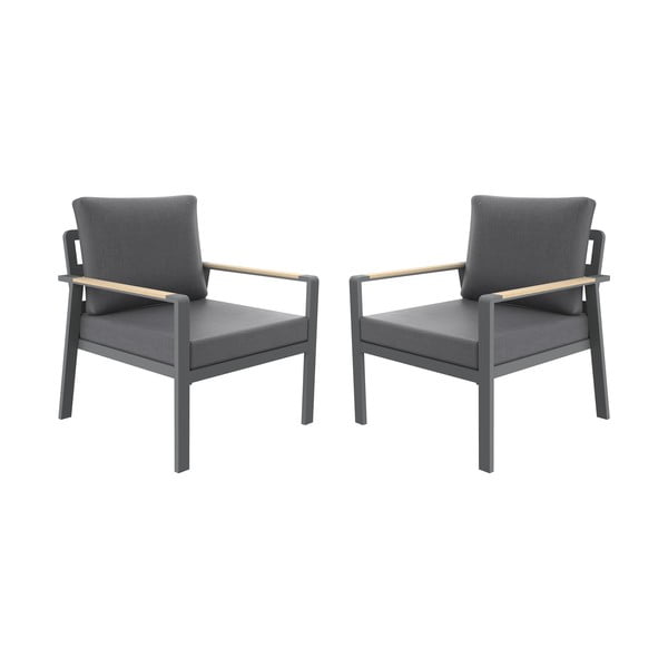 Temno siv kovinski vrtni fotelj Sibiu Duo – Rojaplast