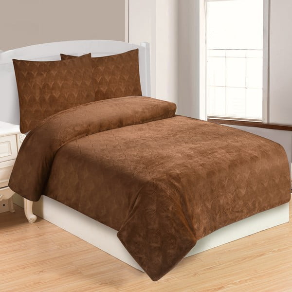 Rjava enojna posteljnina iz mikropliša 140x200 cm – My House