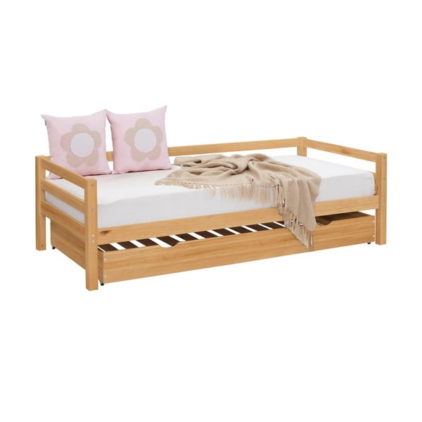 Otroška postelja iz masivnega bora z dodatnim ležiščem 90x200 cm v naravni barvi Alpi – Støraa-image-2
