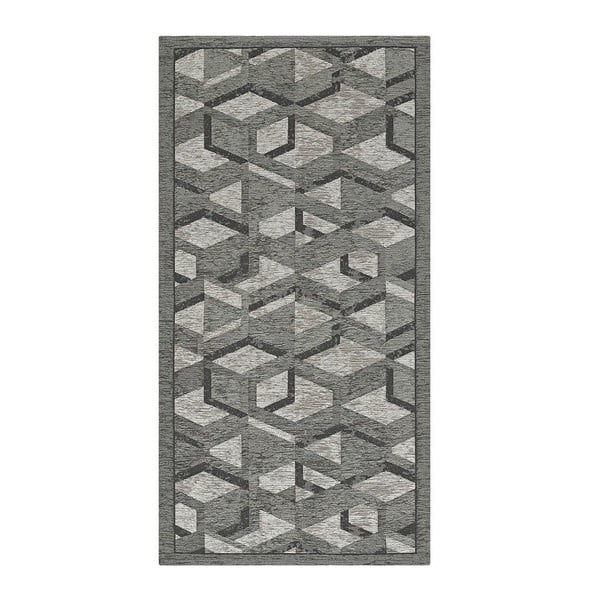 Sivo-črn tekač Floorita Hypnotik, 55 x 140 cm