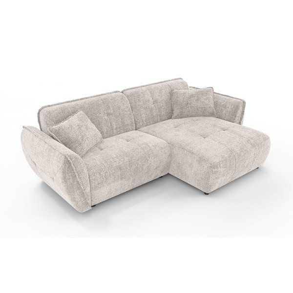 Bež kotna sedežna garnitura iz šenilje (desni kot/z ležalnikom) Nelia – Ropez-image-2