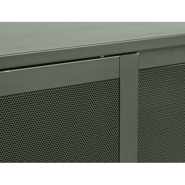 Temno zelena kovinska nizka komoda z drsnimi vrati 160x75 cm Veep – Unique Furniture-image-3