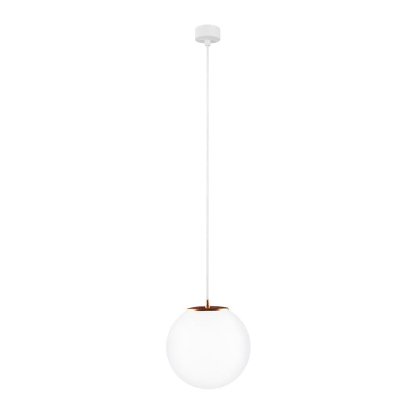 Bela viseča svetilka z belim kablom in detajli bakrene barve Sotto Luce Tsuri, ⌀ 25 cm