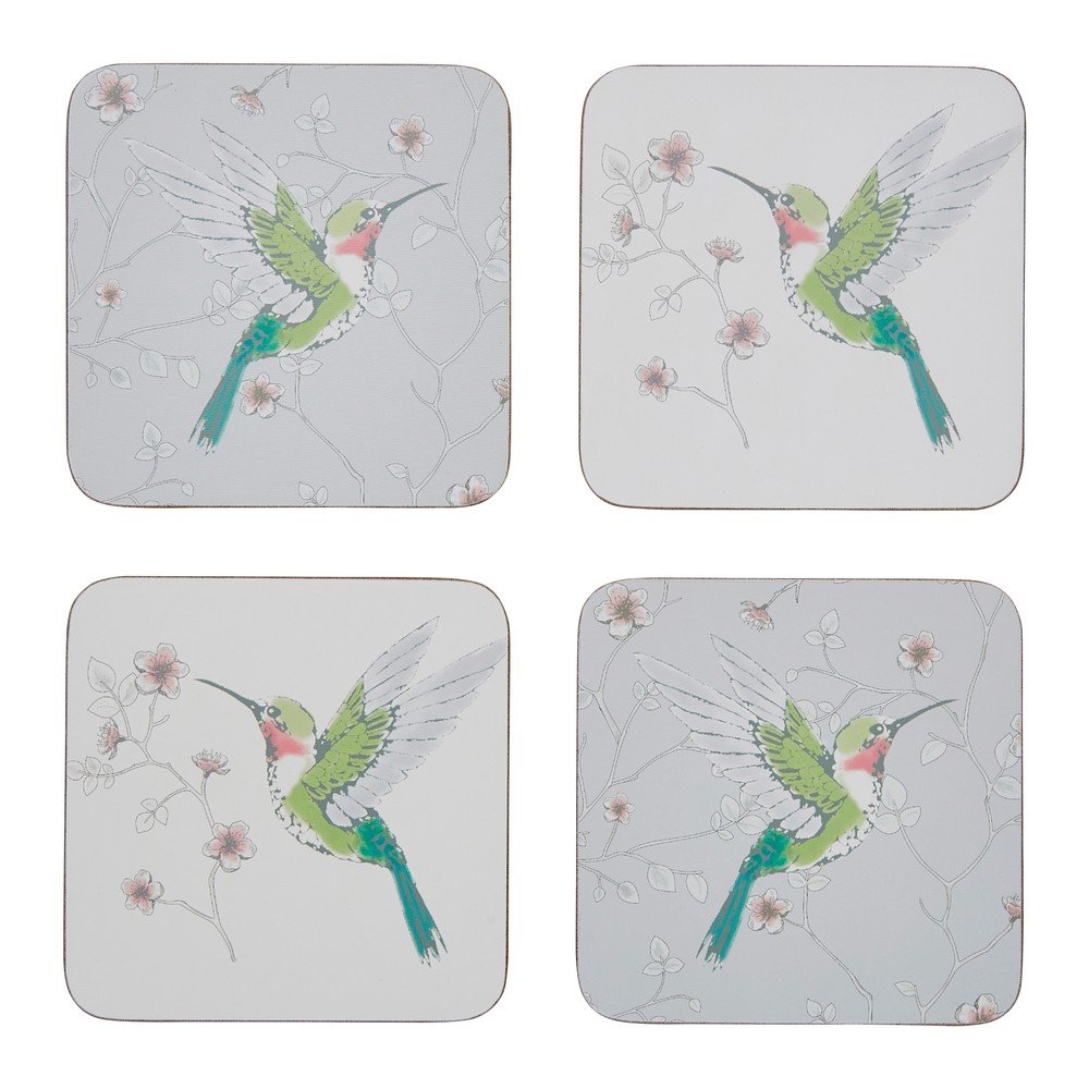 Sivi podstavki za kozarce v kompletu 4 ks Hummingbirds