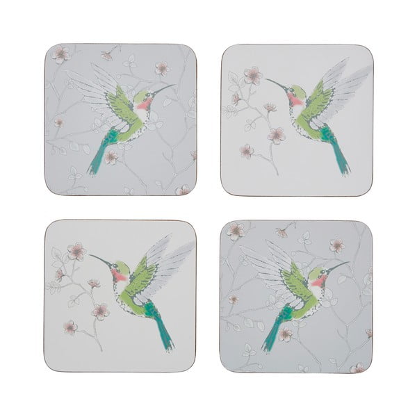 Sivi podstavki za kozarce v kompletu 4 ks Hummingbirds – Cooksmart ®