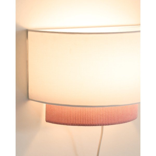 Bela/svetlo rožnata otroška svetilka s tekstilnim senčilom Bianella – Kave Home-image-3