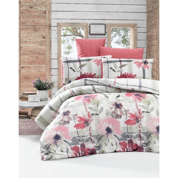 Roza posteljno perilo za eno osebo z rjuho Vanesa, 160 x 220 cm