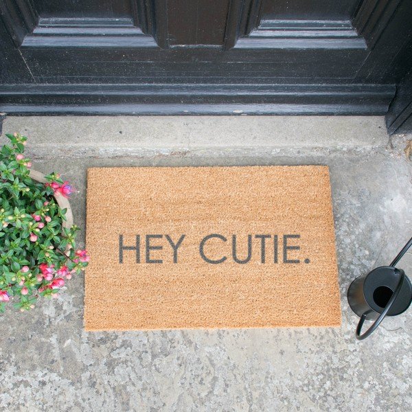 Siva preproga iz naravnega kokosovega vlakna Artsy Doormats Hey Cutie, 40 x 60 cm-image-1