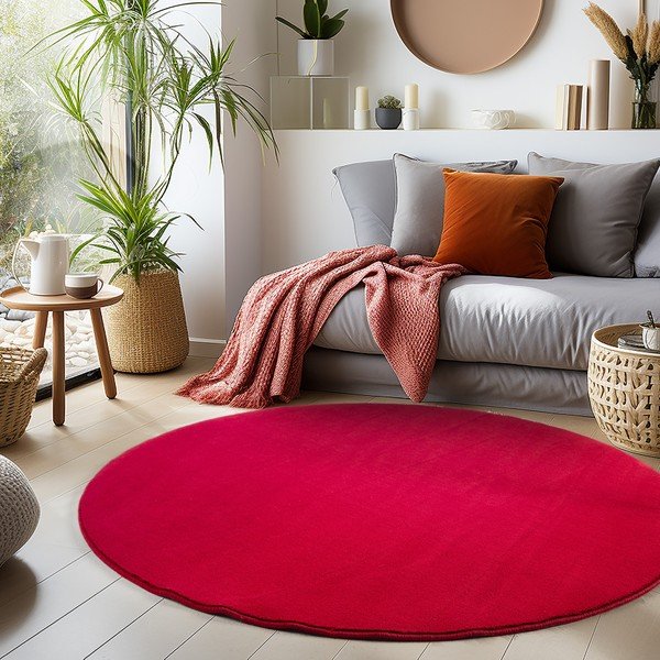 Rdeča pralna okrogla preproga ø 120 cm Sky – Ayyildiz Carpets-image-1