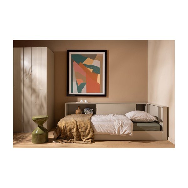 Siva/bež postelja iz masivnega bora brez letvenega dna 90x200 cm Carter – WOOOD-image-1