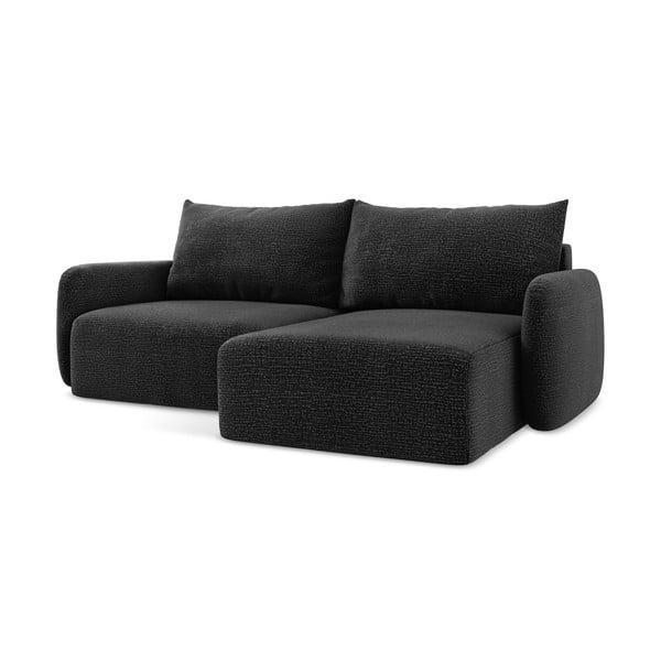 Črna raztegljiva/s prostorom za shranjevanje kotna sedežna garnitura (desni kot) Kalena – Makamii-image-2