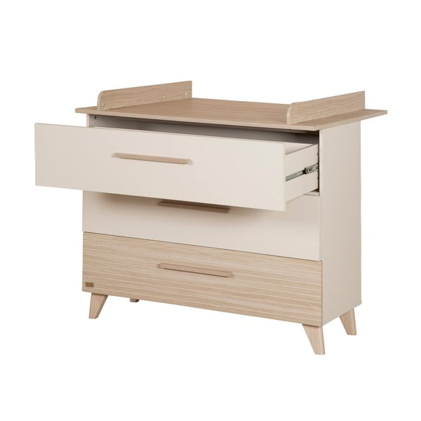 Kremno bela/naravna otroška komoda v hrastovem dekorju s previjalnim pultom 110x98x75 cm Sidney – Roba-image-3