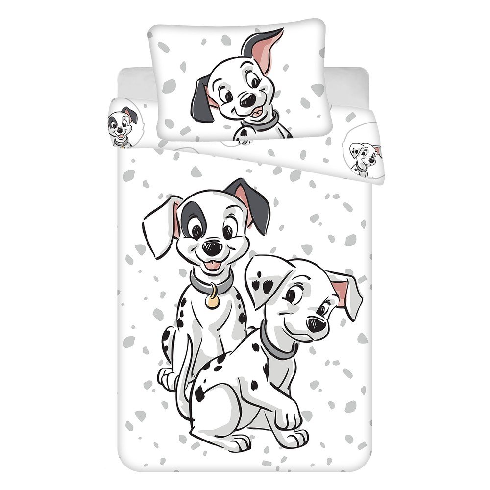 Bela bombažna otroška posteljnina za otroško posteljico 100x135 cm 101 Dalmatians