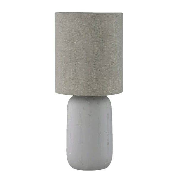 Siva namizna svetilka iz keramike in blaga Trio Clay, višina 35 cm