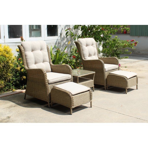 Svetlo rjava vrtna garnitura iz umetnega ratana za 2 osebi Valencia – Garden Pleasure-image-2